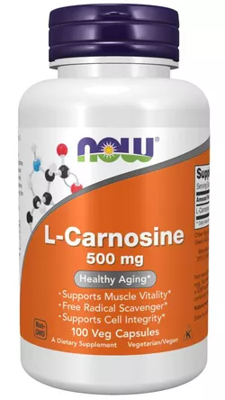 obrázek NOW® Foods NOW L-Karnosin, 500 mg, 100 rostlinných kapslí