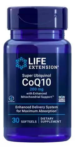 obrázek Life Extension Super Ubiquinol CoQ10 with Enhanced Mitochondrial Support, koenzym Q10, 200 mg, 30 kapslí
