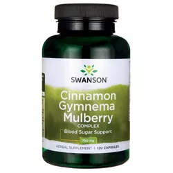 obrázek Swanson Cinnamon Gymnema Mulberry Complex (komplex moruše, skořice, gymnema), 120 kapslí