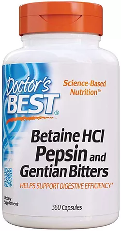 obrázek Doctor's Best Betaine HCl + Pepsin & Gentian Bitters (hořec), 360 kapslí