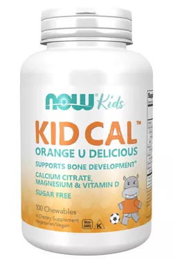 obrázek Now® Foods NOW Kid Cal, Orange, Vápník, Hořčík, Vitamín D pro děti, 100 žvýkacích pastilek