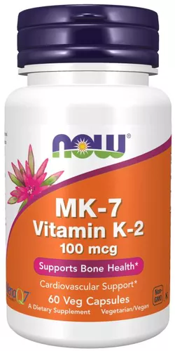 obrázek NOW® Foods NOW MK-7 Vitamin K2, 100 mcg, 60 rostlinných kapslí