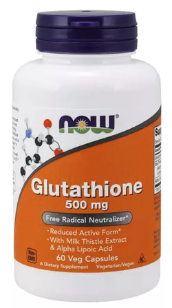 obrázek NOW® Foods NOW Glutathione, redukovaný, 500 mg, 60 rostlinných kapslí