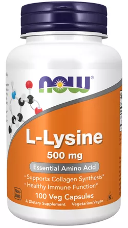 obrázek Now® Foods Now L-Lysine (L-lysin), 500 mg, 100 kapslí