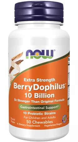 obrázek NOW® Foods NOW BerryDophilus Extra Strength (probiotika pro děti), 50 žvýkacích pastilek