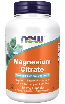 obrázek Now® Foods NOW Magnesium Citrate (hořčík citrát), 400 mg, 120 rostlinných kapslí