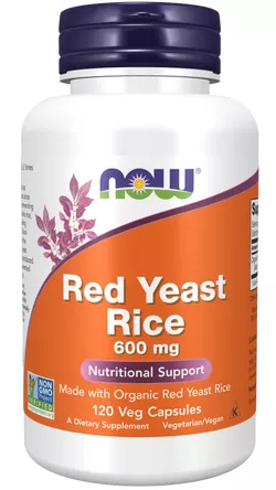 obrázek Now® Foods NOW Red Yeast Rice (Červená kvasnicová rýže, extrakt) 600 mg, 120 rostlinných kapslí