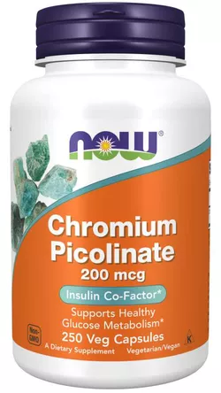 obrázek NOW® Foods NOW Chromium Picolinate, 200 mcg, 250 rostlinných kapslí