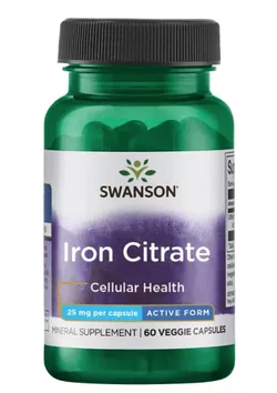obrázek Swanson Iron Citrate (železo), 25 mg, 60 rostlinných kapslí